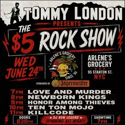 美品ロンドン・ホーム・コンサート全集（London  Concerts） Tommy London: $5 Rock Show at Arlene's Grocery in New York