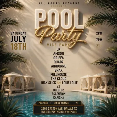 All Hours Records Pool Party at Vice Park Dallas in Dallas