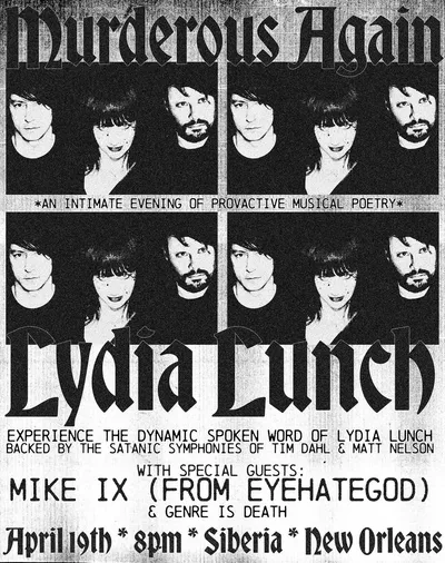 Lydia Lunch: Murderous Again, New Orleans | Siberia NOLA at Lydia Lunch: Murderous Again, New Orleans | Siberia NOLA at