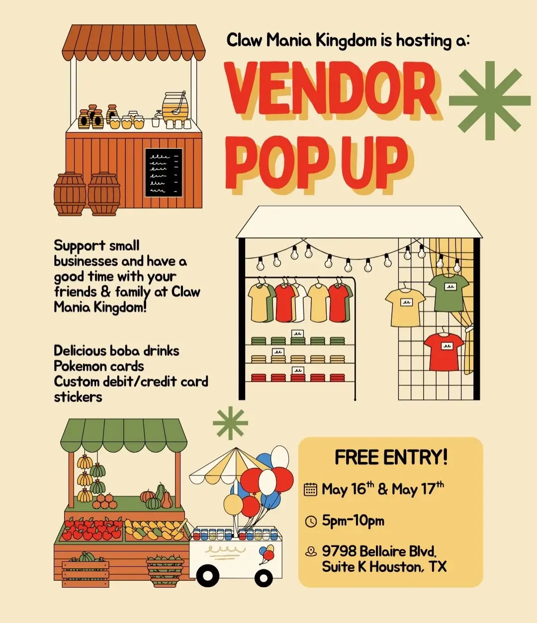 Vendor Pop Up at Claw Mania, Houston | Claw Mania Kingdom at Mato events