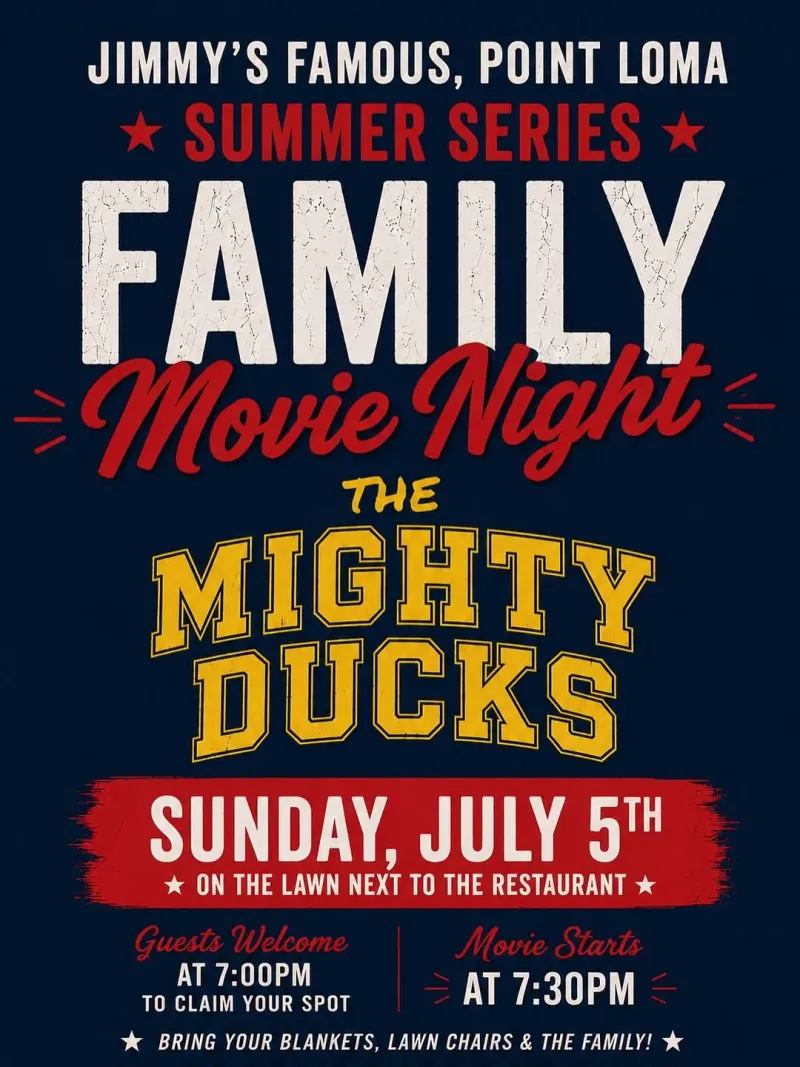 Movie Night: The Mighty Ducks, San Diego | Jimmy's Famous American