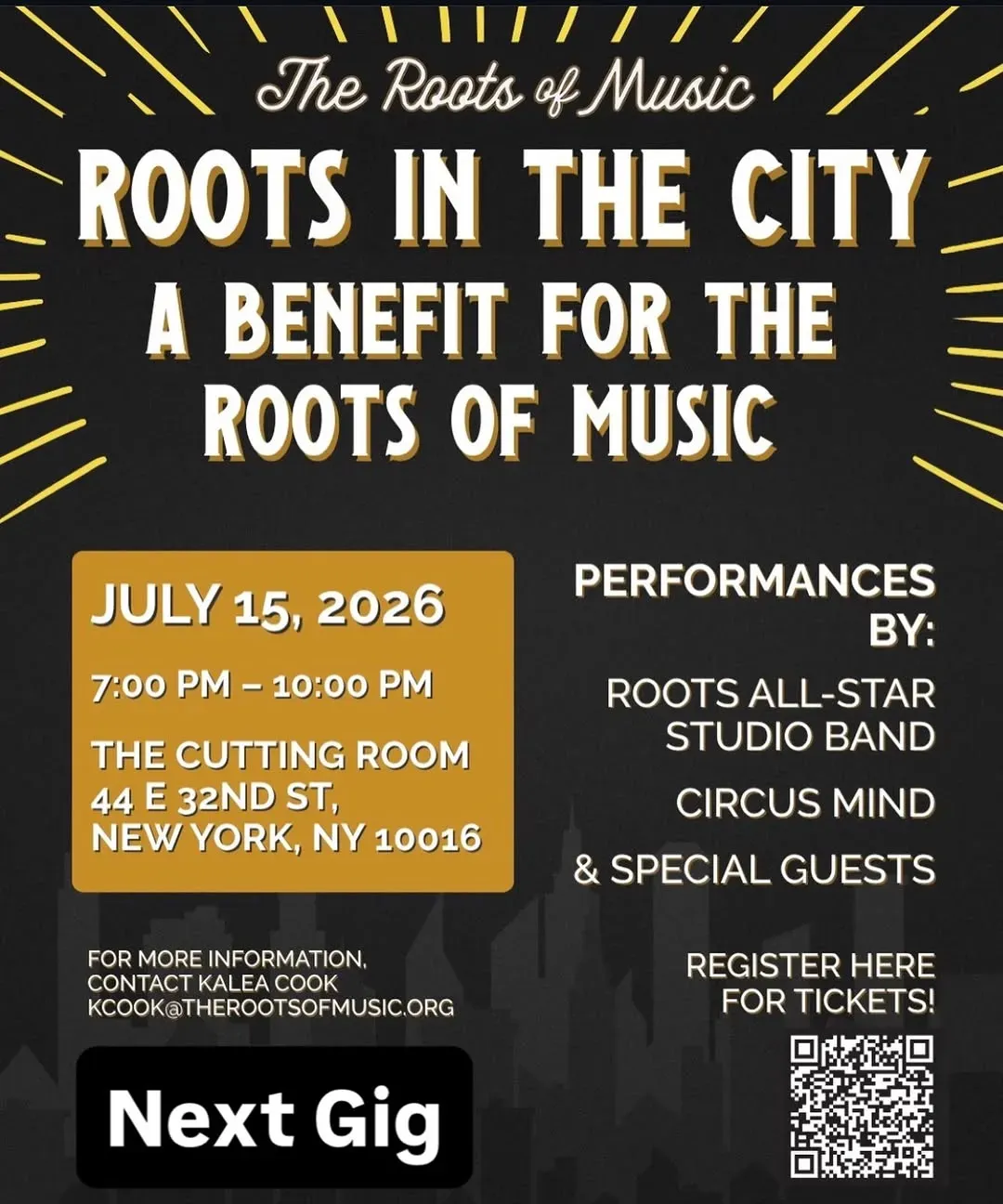 Roots in the City Fundraiser at The Cutting Room in New York