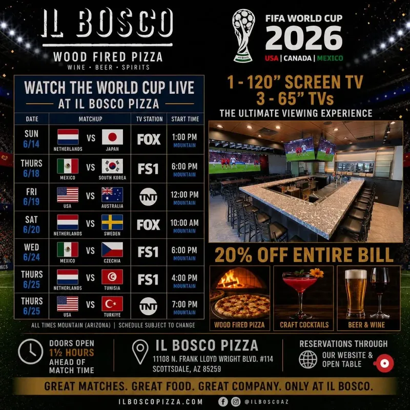 Netherlands vs Tunisia, Phoenix | Il Bosco Pizza at Mato events